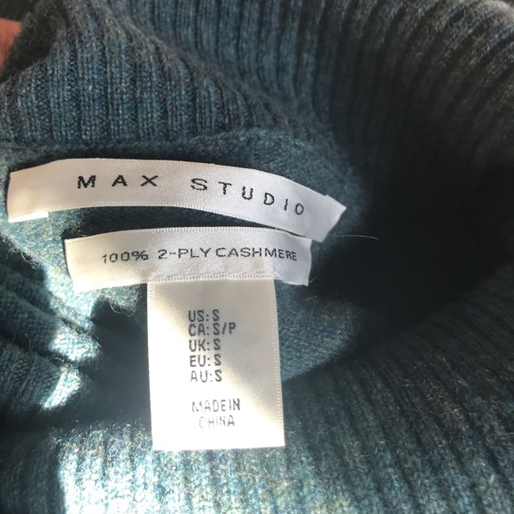 MAX STUDIO Cashmere | 100% Cashmere Green turtleneck sweater |Women’s Size Small - Picture 3 of 7